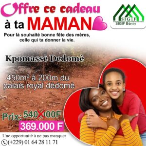450m² Dédonné, Kpomasse, OUIDAH