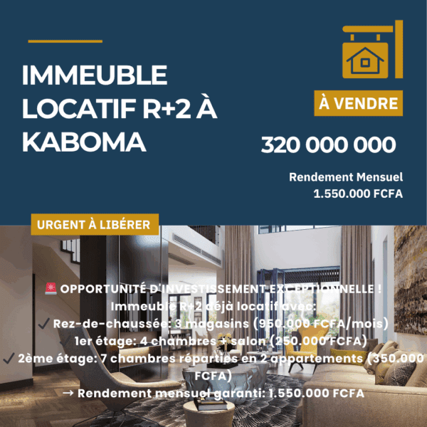 🏢 Immeuble Locatif R+2 à Kaboma - Rendement Mensuel 1.500.000 FCFA