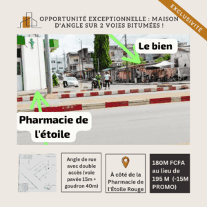 🏡 MAISON D'ANGLE PRESTIGIEUSE - 02 VOIES BITUMÉES (515m²) - COTONOU