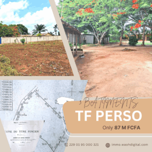 DOMAINE CLÔTURÉ 4581m² À ADJAGBO - 3 BÂTIMENTS + ESPACES VERTS - TF PERSONNEL