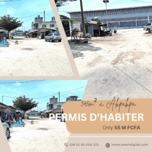 🔥 Cotonou (Akpakpa N'Vènamédé) - Terrain 345m² à 55M FCFA (au lieu de 75M) | Documents Légaux Complets