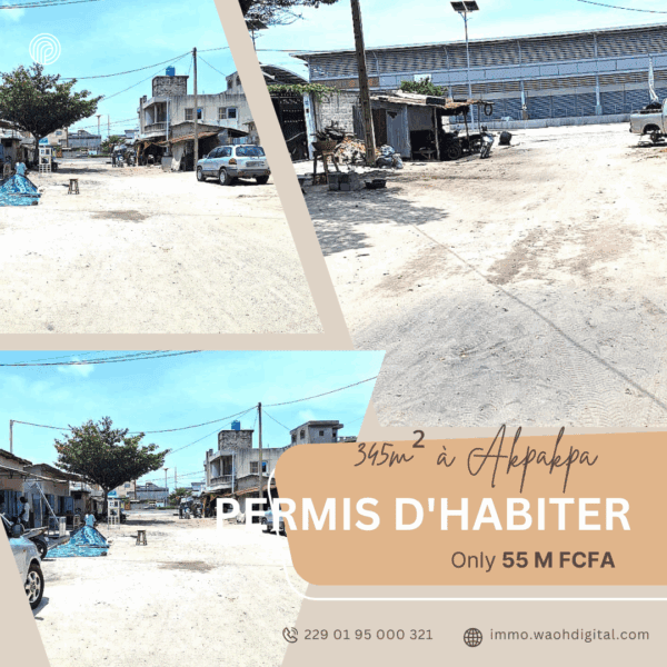 🔥 Cotonou (Akpakpa N'Vènamédé) - Terrain 345m² à 55M FCFA (au lieu de 75M) | Documents Légaux Complets