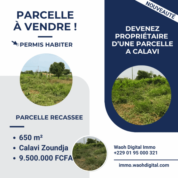 📍 Parcelle Clé-en-Main à Calavi Zoundja - 650m²