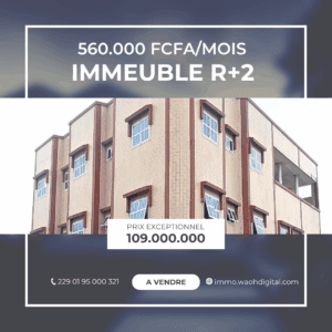 🚨 IMMEUBLE NEUF R+2 À MÉNONTIN - 560.000 FCFA/mois