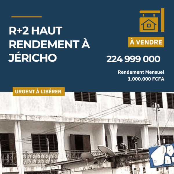 🏢 Immeuble R+2 Haut Rendement à Jéricho, Cotonou - 700m²