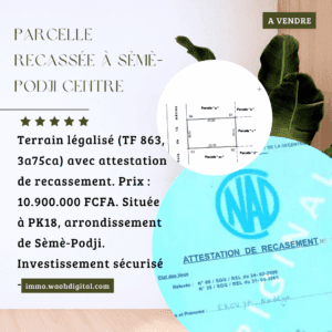 📍 Parcelle Viabilisée à Sèmè-Podji Centre