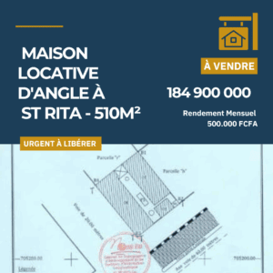 🏡 Maison Locative d'Angle à St Rita - 510m² - 185.000.000 FCFA