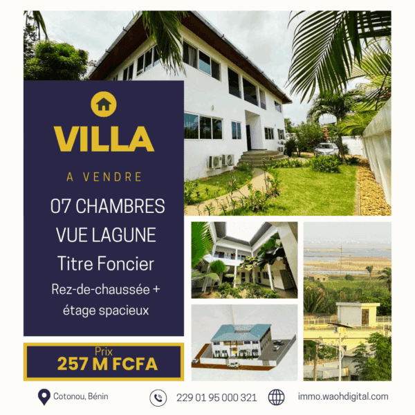 🏰 VILLA EXCEPTIONNELLE À ABOMEY-CALAVI - 836m² - 7 CHAMBRES - VUE LAGUNE - TF