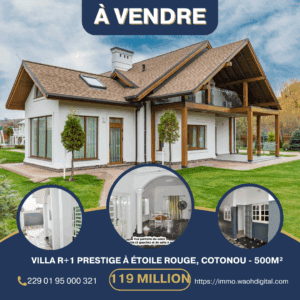 🏡 VILLA R+1 PRESTIGE À ÉTOILE ROUGE, COTONOU - 500m²