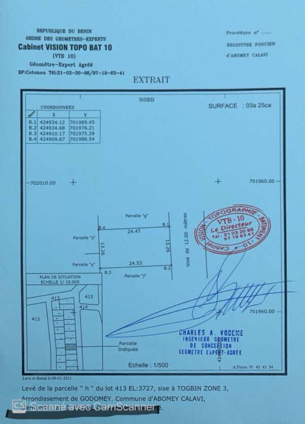 Parcelle à Togbin Route des Pêches - 325m² - Titre Personnel en Cours - Rue des Princes - Prix Ferme: 47M FCFA (Économisez 8M FCFA)! – Image 5