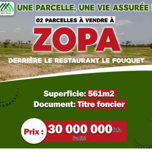 Terrain à Vendre à Zopa : Emplacement Idéal Derrière le Restaurant Le Fouquet