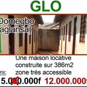 Glo (Domegbo Aglansa) Maison Locative sur 386 m²  Opportunité d'Investissement